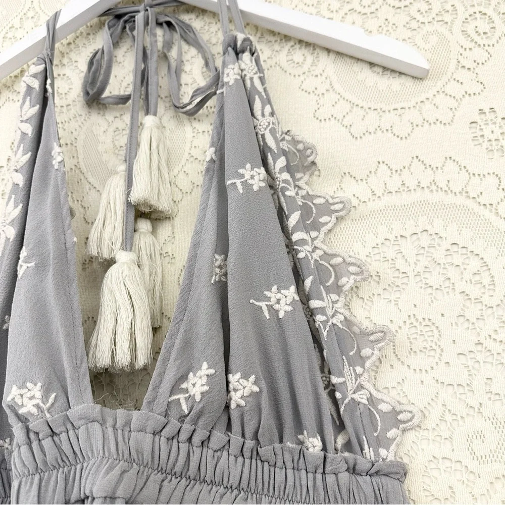 LoveShackFancy Isabel Dress in Dusty Sage Summer Garden - Picture 3 of 16